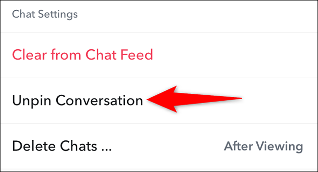 Toque em "Desafixar conversa".