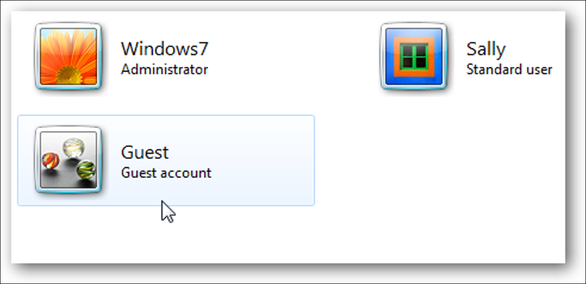 Seletor de contas do Windows 7.