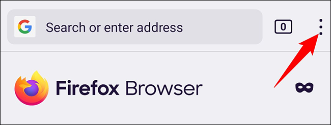 Toque nos três pontos no canto superior direito do Firefox.