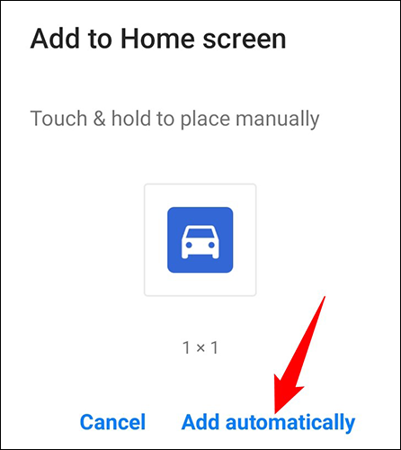 Adicione o atalho de rota à tela inicial do Android.
