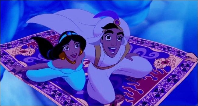 Uma cena de mundo totalmente novo Aladdin