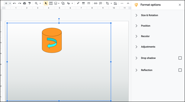 Use a barra lateral Opções de formato