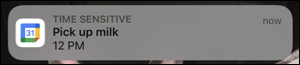 Notificação do Google Agenda no iPhone