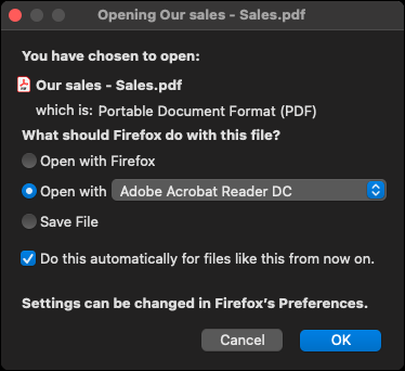 Abra e salve opções no Firefox