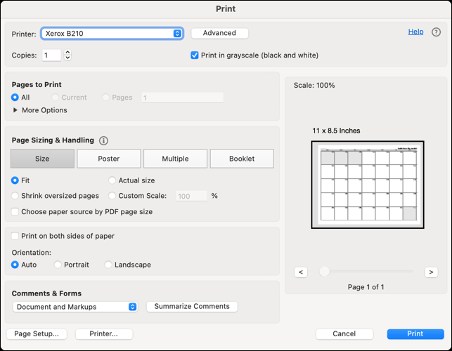 Configurações de impressão no Firefox