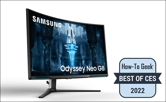 Monitor Samsung Odyssey Neo G8 em um fundo branco