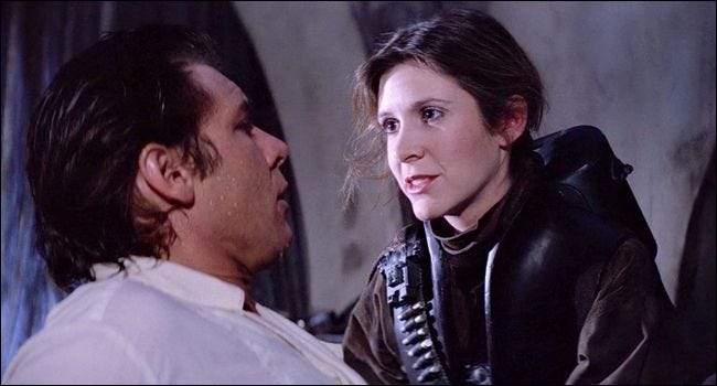 Han Solo e Princesa Leia em Star Wars