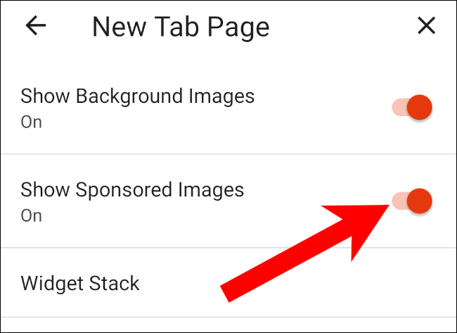 Desative imagens patrocinadas no Brave mobile.