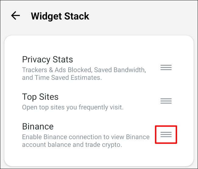 Toque e segure o cartão widget do qual deseja se livrar.