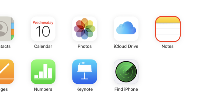 Acesse o Apple Notes em iCloud.com