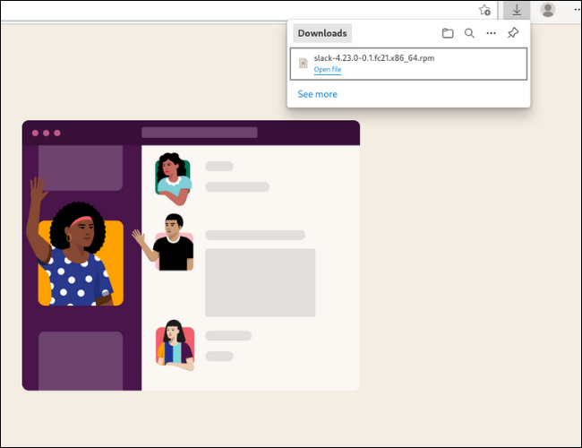 Baixe o arquivo do Slack RPM