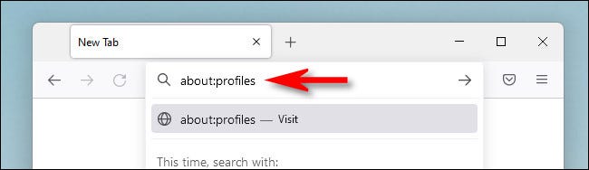 No Firefox, digite about:profiles na barra de endereços e pressione Enter.