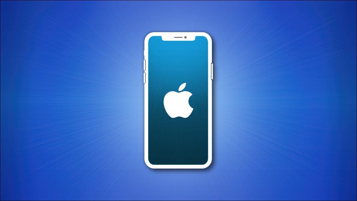 Contorno do iPhone com tela azul-petróleo em um herói de fundo azul.