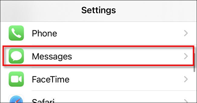 Nas configurações do iPhone ou iPad, toque em "Mensagens".
