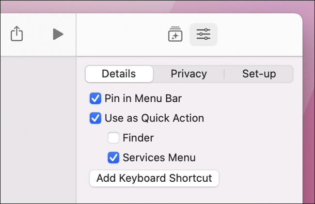 Fixar na barra de menus Atalhos do macOS
