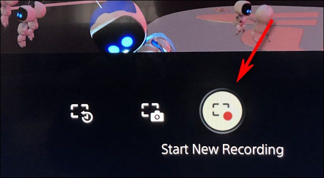 No PS5, selecione "Iniciar nova gravação".