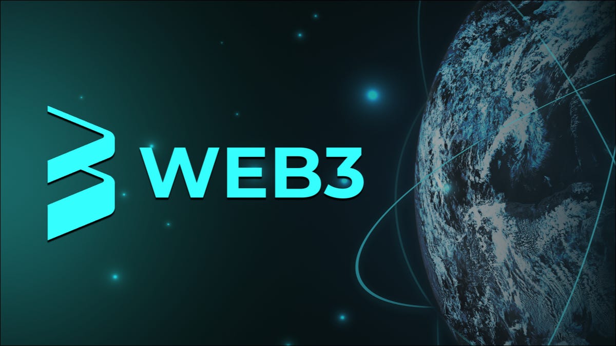 Um logotipo "Web3" na frente de um globo.