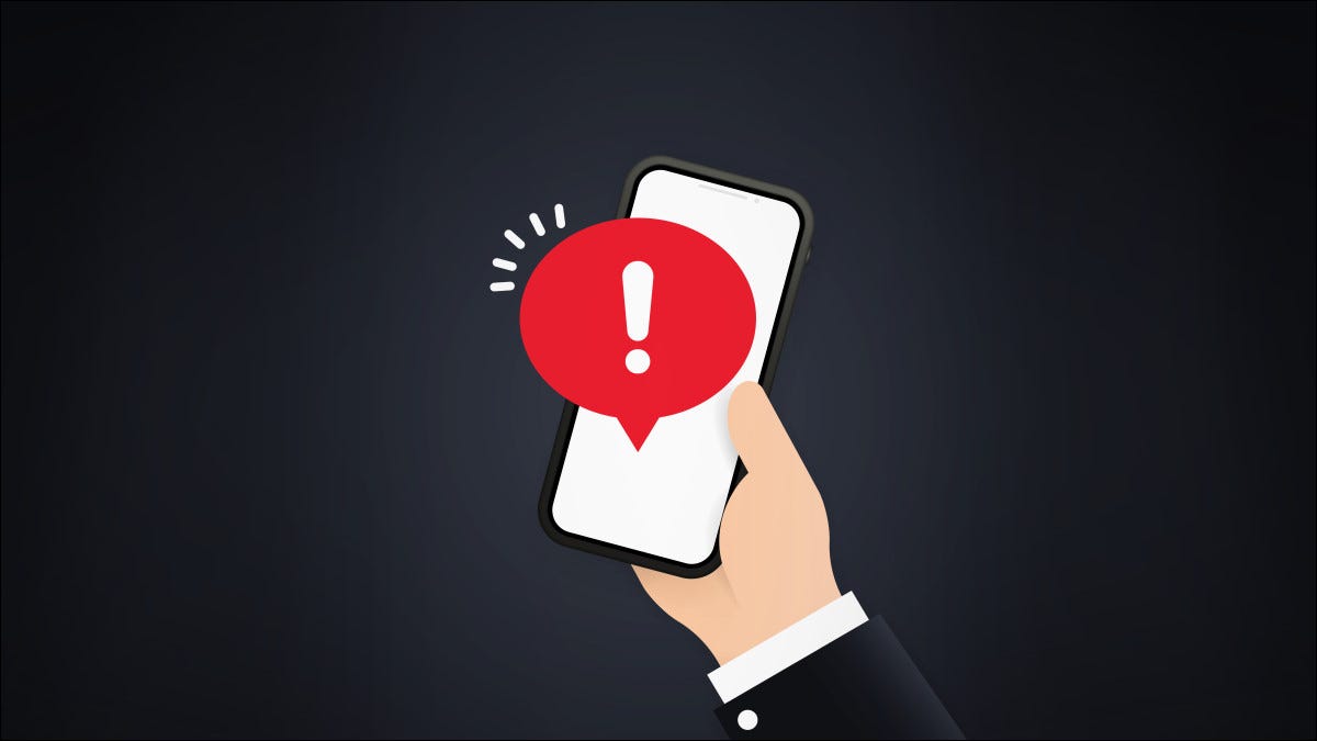 Mensagem de aviso de alerta de smartphone