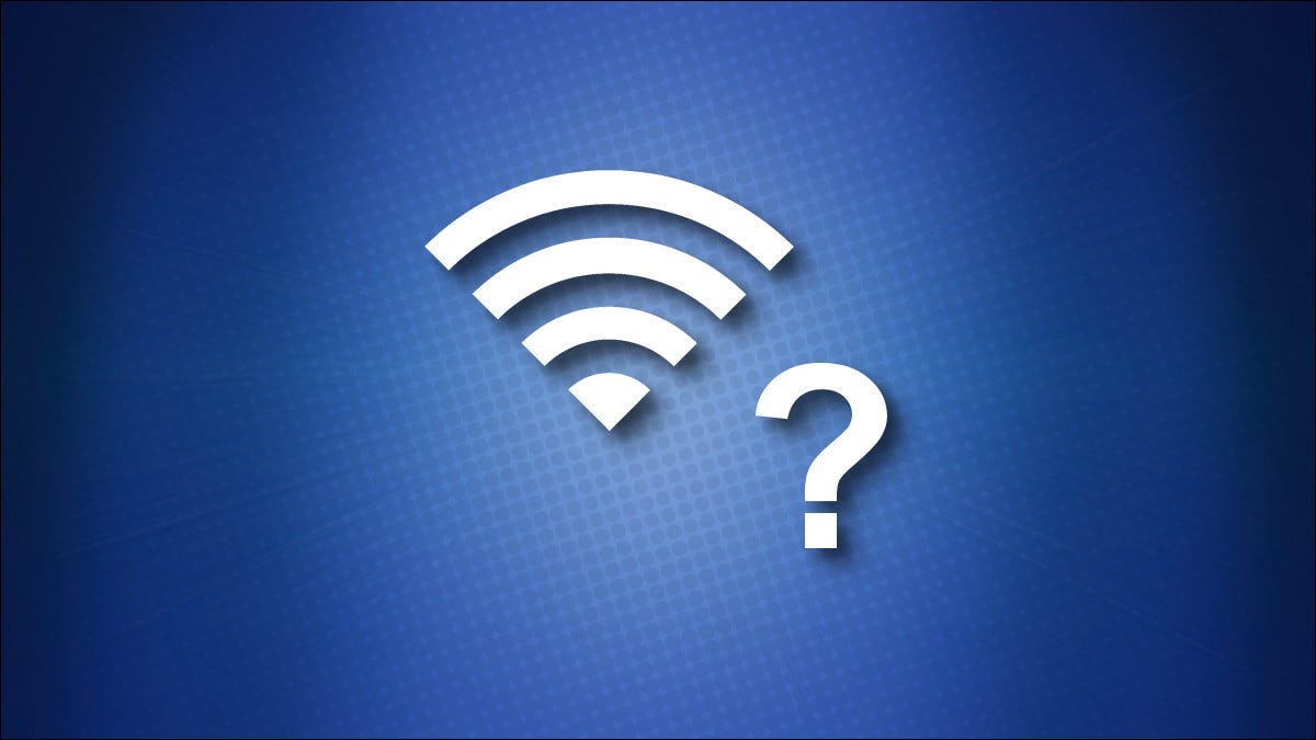 Logo Wi-Fi com um ponto de interrogação em azul