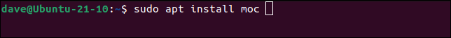 Comando para instalar o moc no Ubuntu