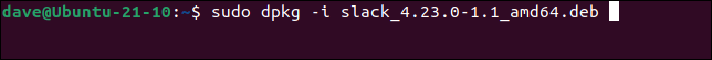 Instalando o Slack a partir do arquivo DEB recém-criado