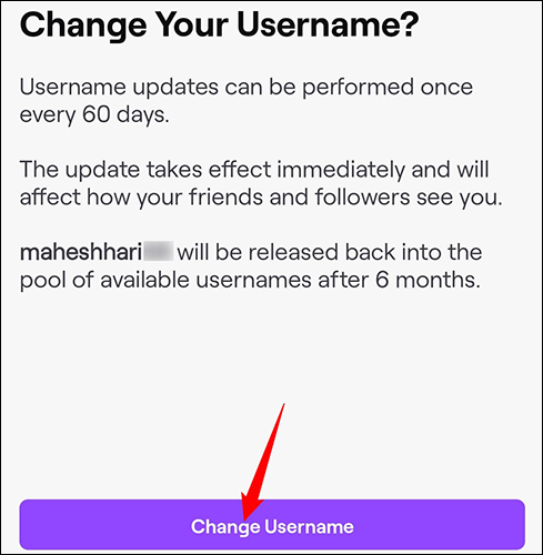 Selecione "Alterar nome de usuário".