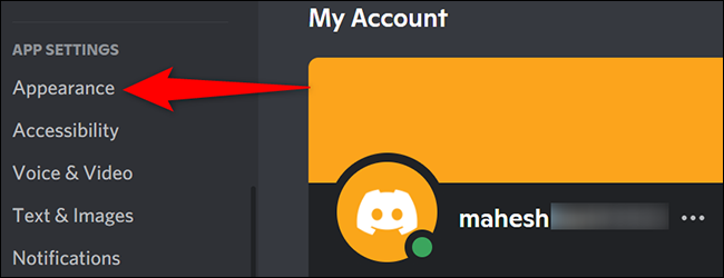 Escolha "Aparência" na barra lateral esquerda.