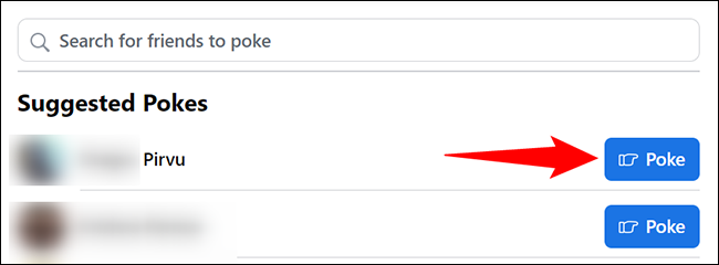 Clique em "Poke" ao lado do nome de um amigo.