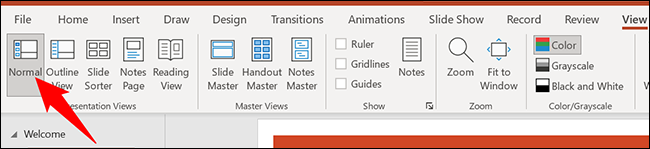 Selecione "Normal" na guia "Exibir".