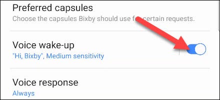 Ative a opção "Voice Wake Up".