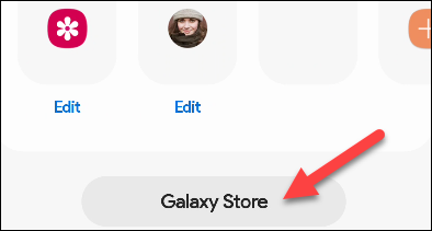Vá para a "Galaxy Store" para mais painéis.