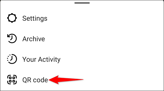 Selecione "Código QR" no menu.
