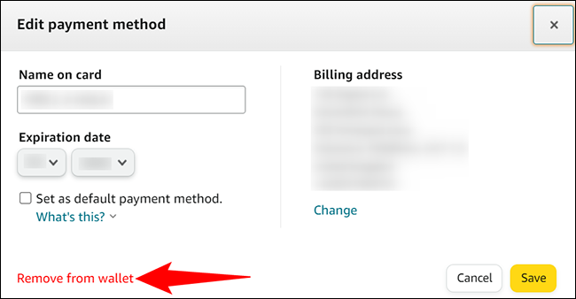 Selecione "Remover da carteira" no canto inferior esquerdo.