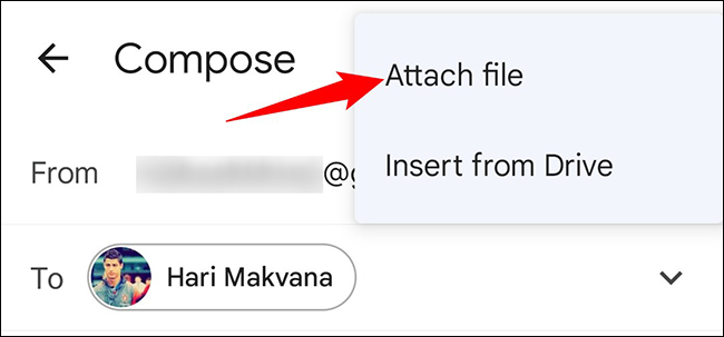 Selecione "Anexar arquivo" no Gmail no celular.