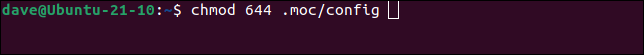 Configurando privilégios de acesso no arquivo de configuração do MOC com chmod