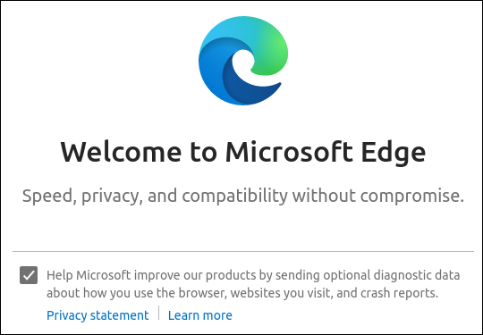 Microsoft Edge rodando no Ubuntu
