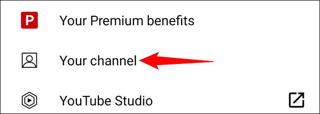 Escolha "Seu Canal" no menu do perfil.