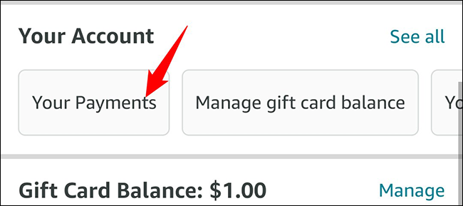 Toque em "Seus pagamentos".