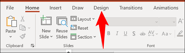 Escolha a guia "Design" na parte superior.