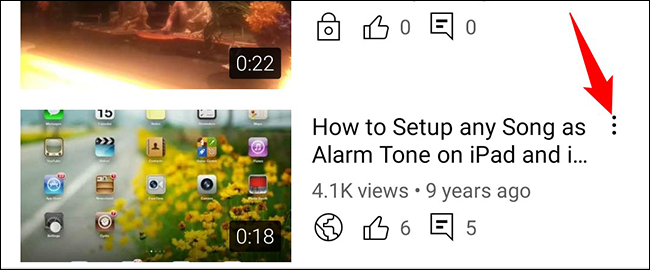 Selecione os três pontos ao lado de um vídeo.