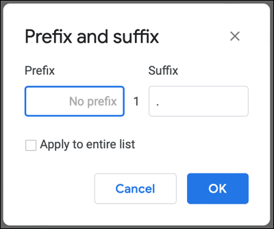 Adicionar um prefixo ou sufixo