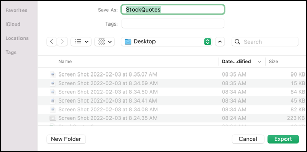 Exportar números para Excel