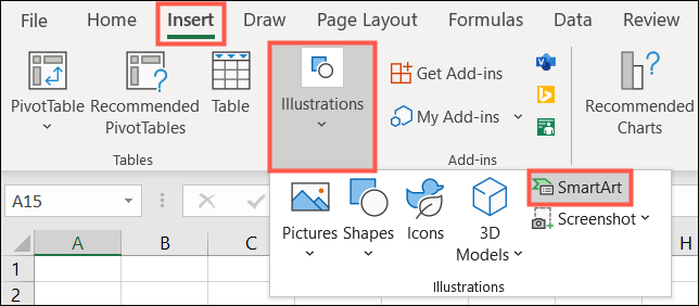 Inserir um gráfico SmartArt no Excel