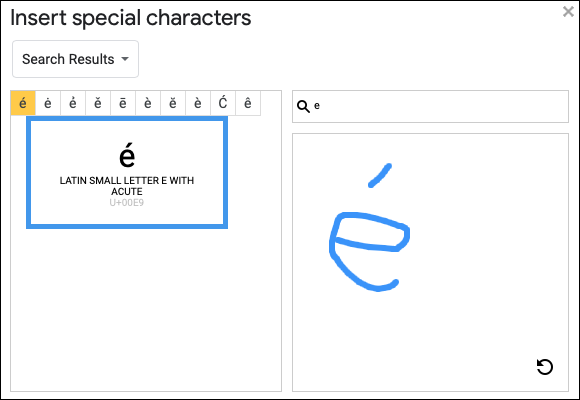 Caracteres especiais no Google Docs