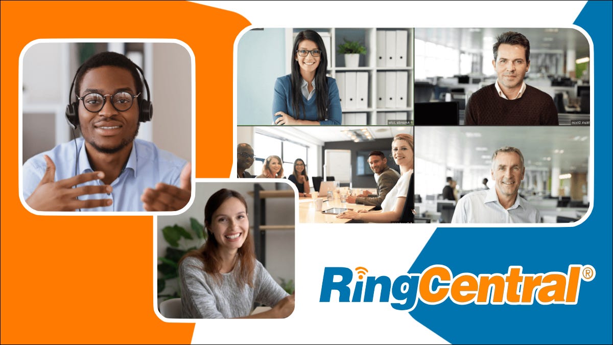 Funcionários em videoconferência no RingCentral