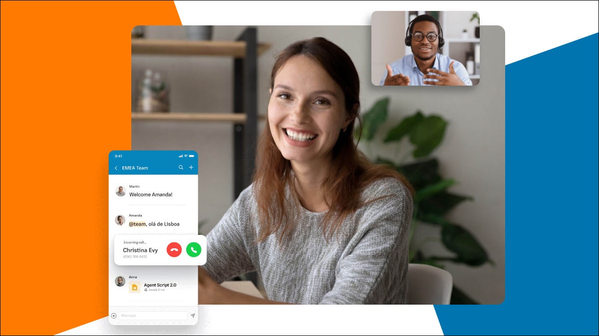 Dois funcionários em videoconferência no RingCentral