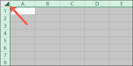 Planilha inteira selecionada no Excel