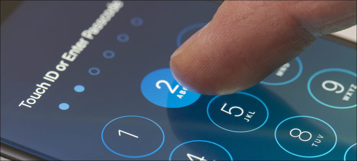Toque com o dedo em uma senha na tela do iPhone.