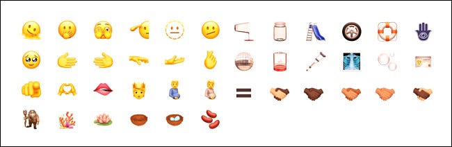 Adições de emojis à v14 em 2022.