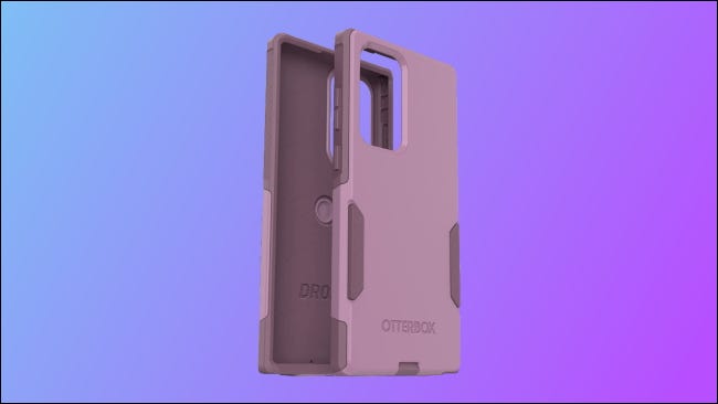 Série Commuter Otterbox em fundo azul e roxo